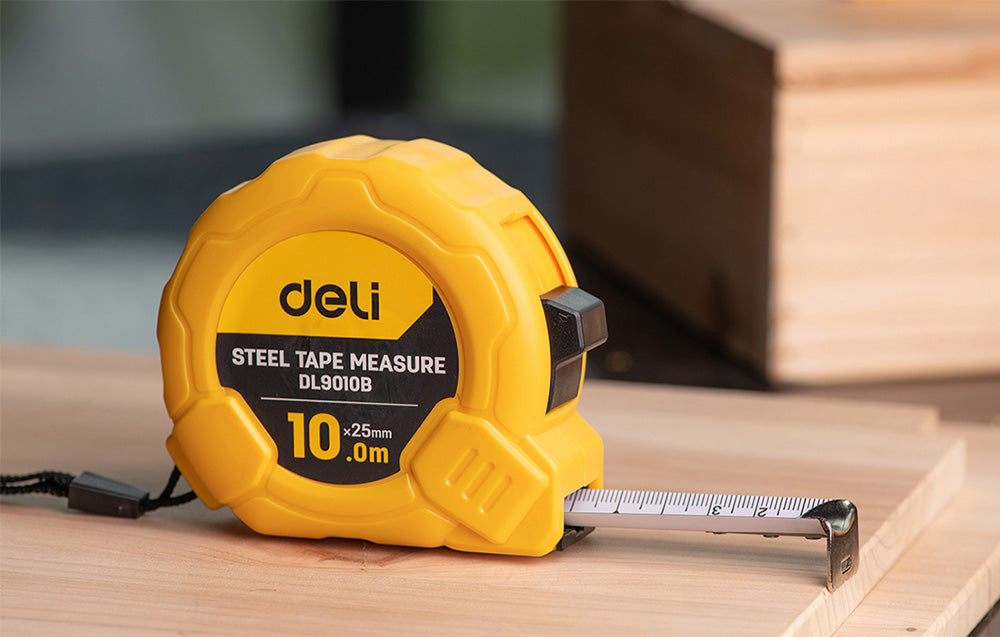 Stålmålebånd 10m/25mm Deli Tools EDL9010B (gul)