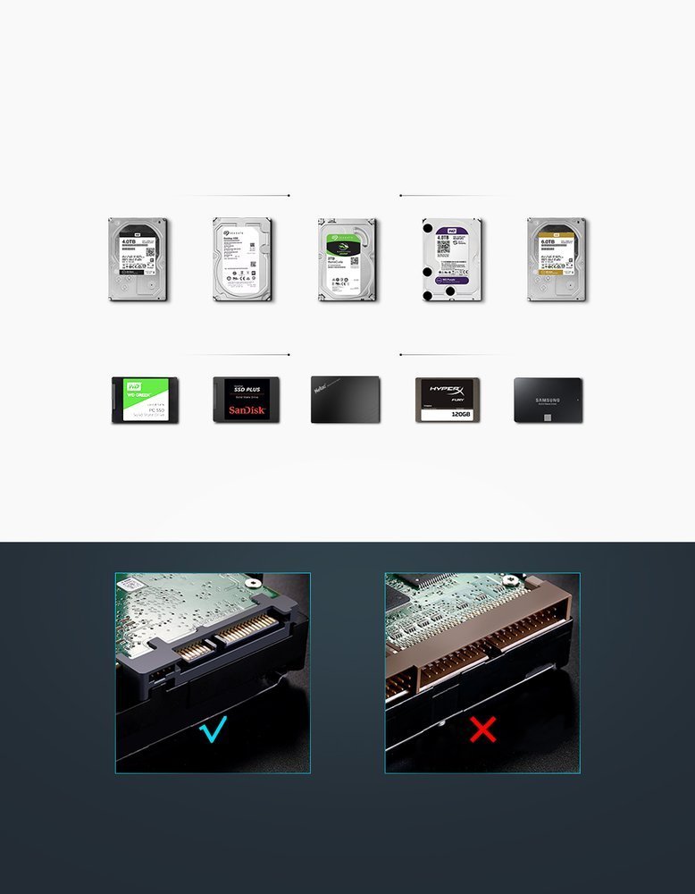 Ugreen HDD bay SATA 3.5'' HDD kabinet USB 3.0 sort