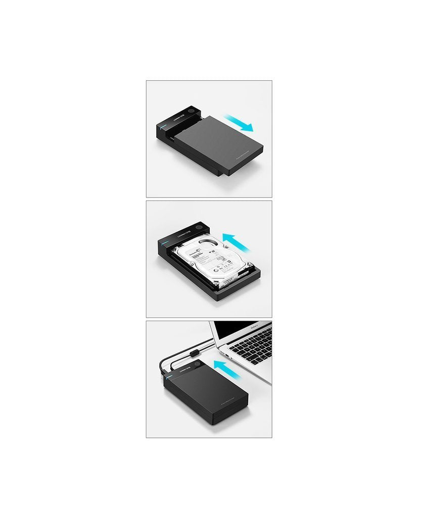 Ugreen HDD bay SATA 3.5'' HDD kabinet USB 3.0 sort