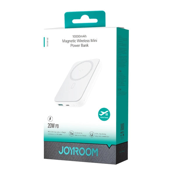Joyroom JR-W020 20W Mini magnetisk trådløs powerbank 10000mAh Hvid med USB til Type-C 0,25m Kabel Sort