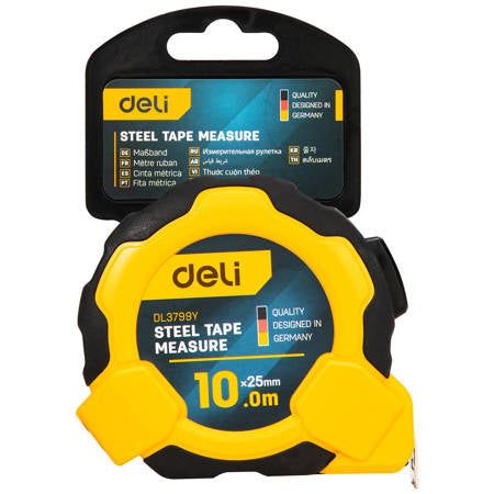 Stålmålebånd 10m/25mm Deli Tools EDL3799Y (gul)