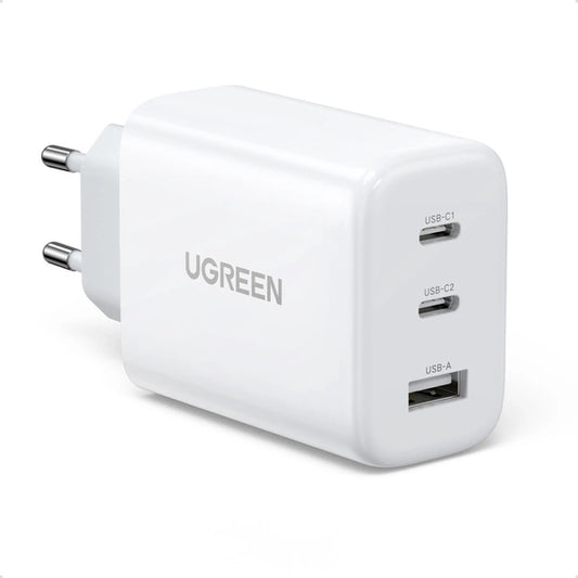 Ugreen hurtigoplader 2x USB Type C / USB 65W PD3.0, QC3.0/4.0+ hvid (CD275)