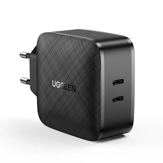 Ugreen vægoplader 2x USB Type C 66W Strømforsyning 3.0 Quick Charge 4.0+ sort (CD216)