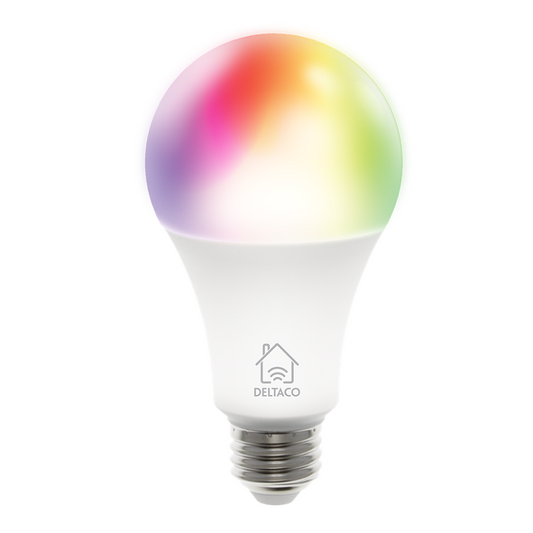 Deltaco Smart Home E27, RGB, WiFi LED-lampe - Dæmpbar