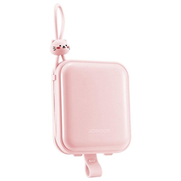 Joyroom power bank with USB C and Lightning cables and stand Cutie Series 10000mAh 22.5W pink (JR-L008)