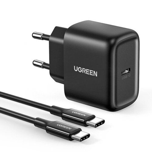 Ugreen USB Type C oplader 25W Strømforsyning + USB Type C kabel 2m sort (50581)