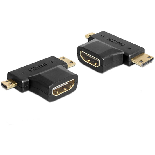 DeLOCK HDMI adapter, 19-pin hun til Mini-HDMI/Micro-HDMI, sort