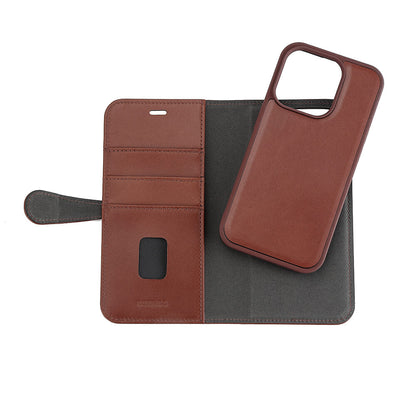 BUFFALO 2in1 Leather 3 card MagSerie iPhone 15 Pro Brun