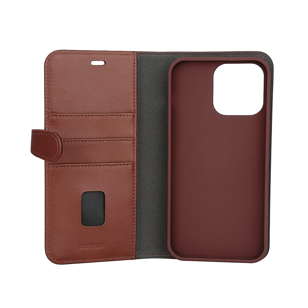 BUFFALO 2in1 Leather 3 card MagSerie iPhone 15 Pro Max Brun