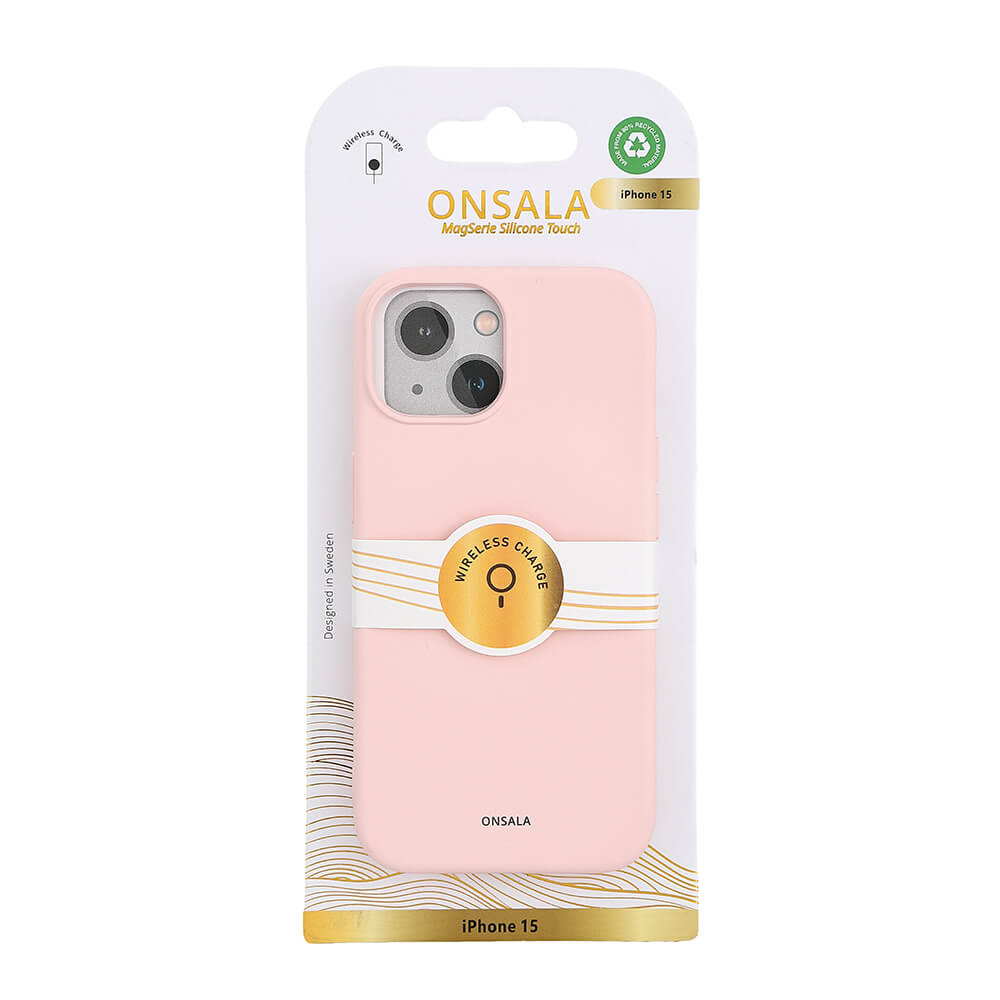 ONSALA Back Sil Touch Recycled MagSerie iPhone 15 Chalk Pink