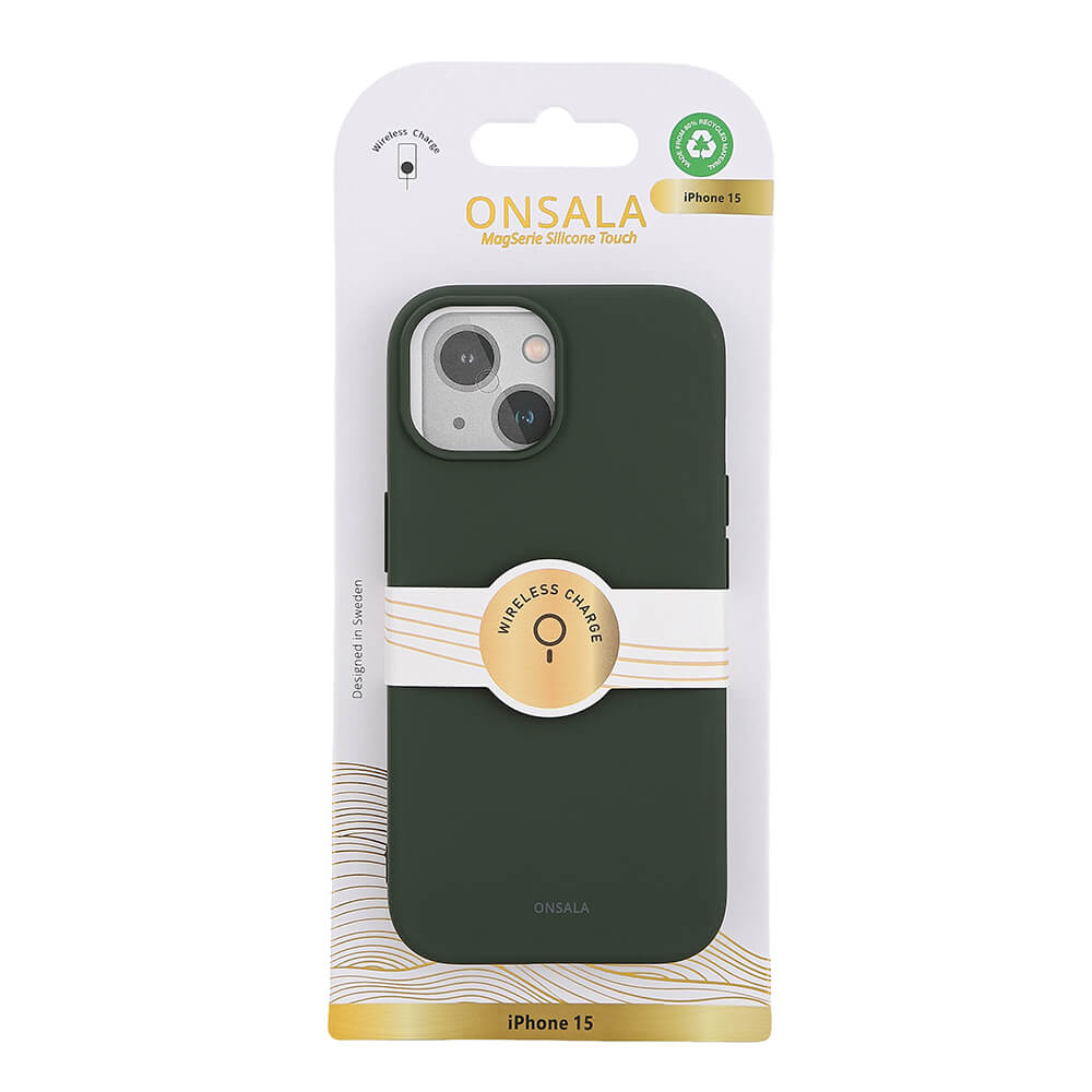 ONSALA Back Sil Touch Genbrugt MagSerie iPhone 15 Olivengrøn