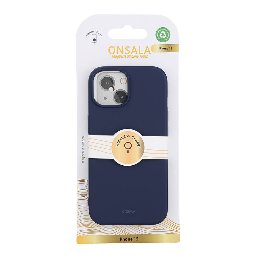 ONSALA Back Sil Touch Genbrugt MagSerie iPhone 15 Mørkeblå