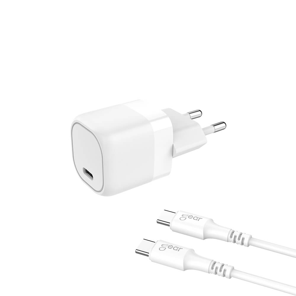 Gear Charger 220 V 1x Usb C White Pd/Pps 25 W Cable Usb C To Usb C 3 A