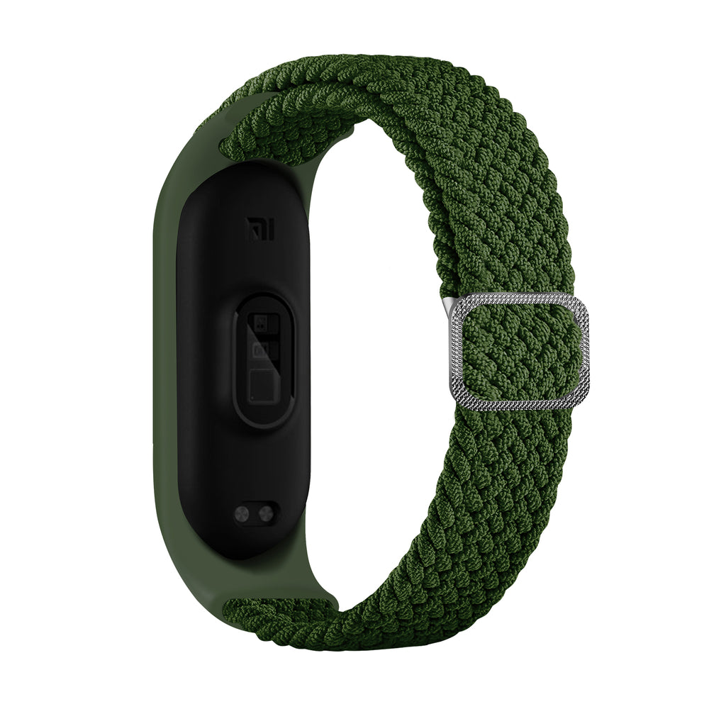 Rem Stofbånd til Xiaomi Mi Band 6/5/4/3 flettet stofrem armbånd grønt