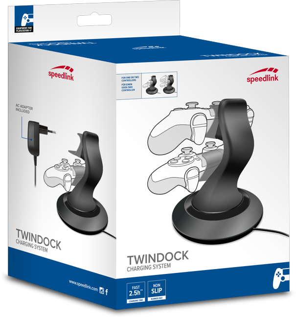 Speedlink TwinDock opladningssystem til PS4, sort (SL-4511-BK)