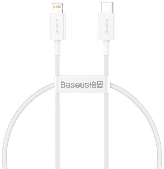 Baseus Superior Series Kabel USB-C til Lightning, 20W, PD, 0,25m (hvid)