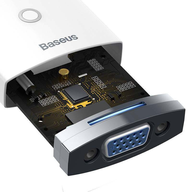 Baseus Lite Series HDMI til VGA adapter med lyd (hvid)