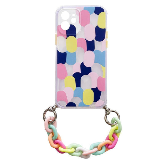 Color Chain Case gel elastisk etui med kæde vedhæng kæde til iPhone SE 2022 / SE 2020 / iPhone 8 / iPhone 7 multicolor