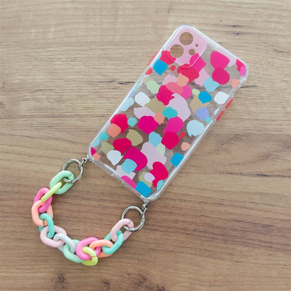 Color Chain Case gel elastisk etui med kæde vedhæng kæde til iPhone SE 2022 / SE 2020 / iPhone 8 / iPhone 7 multicolor