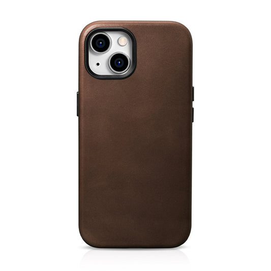 MagSafe-kompatibelt lædercover til iPhone 15 Plus iCarer Oil Wax Premium Læder - brun