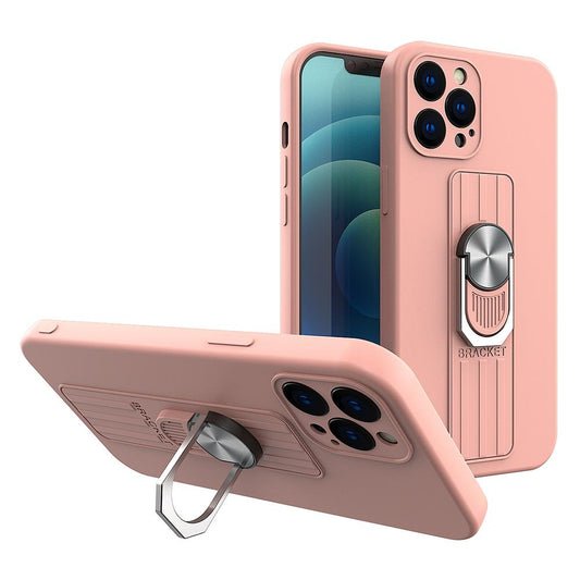 Ring Case silikone etui med fingergreb og stativ til iPhone SE 2022 / SE 2020 / iPhone 8 / iPhone 7 pink