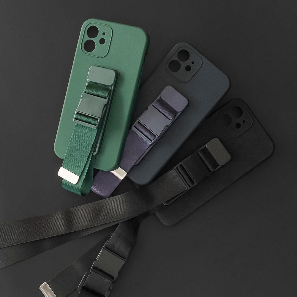 Rope case gel cover med rem til iPhone SE 2022 / SE 2020 / iPhone 8 / iPhone 7 sort
