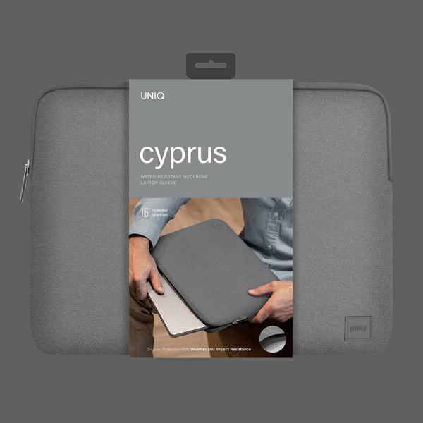 UNIQ torba Cyprus laptop sleeve 16" szary/marl grey Vandafvisende neopren