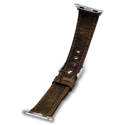iCarer Læder Crazy Horse armbånd ægte læderrem til Watch 3 / 2 / 1 Brun 38mm