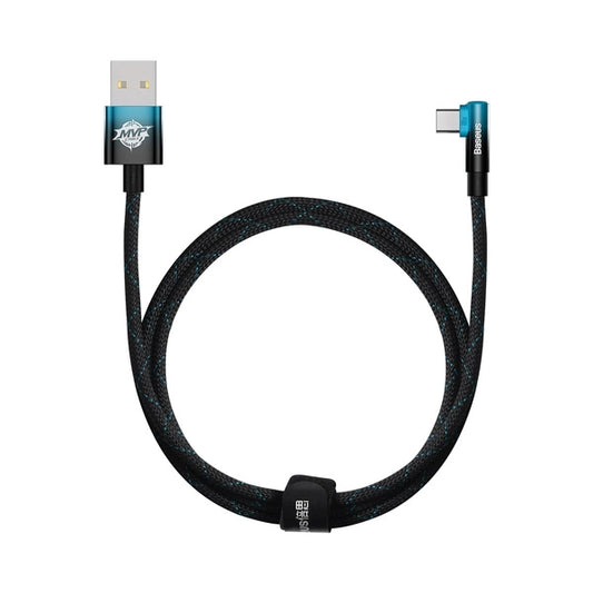 Baseus MVP 2 retvinklet strømforsyningskabel med side-USB/USB Type C-stik 1m 100W 5A Blå (CAVP000421)