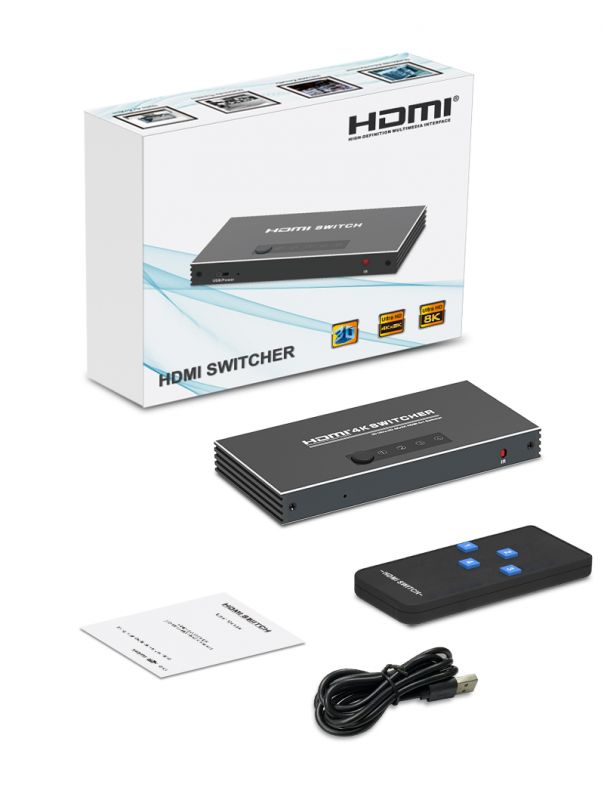 HDMI 1.4 3D, 4K, 2K OMSKIFTER SWITCH, 4 INGANGE / 1 UDGANG