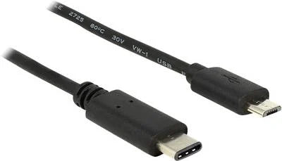 Delock USB-kabel USB 2.0 USB-C® stik, USB-micro-B-hanstik 1,00 m Sort 83602