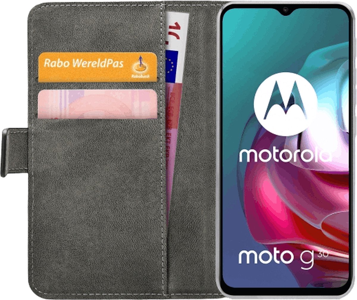 Motorola Moto G30 Bogreol etui - Mobilize - Solid Sort - Læder