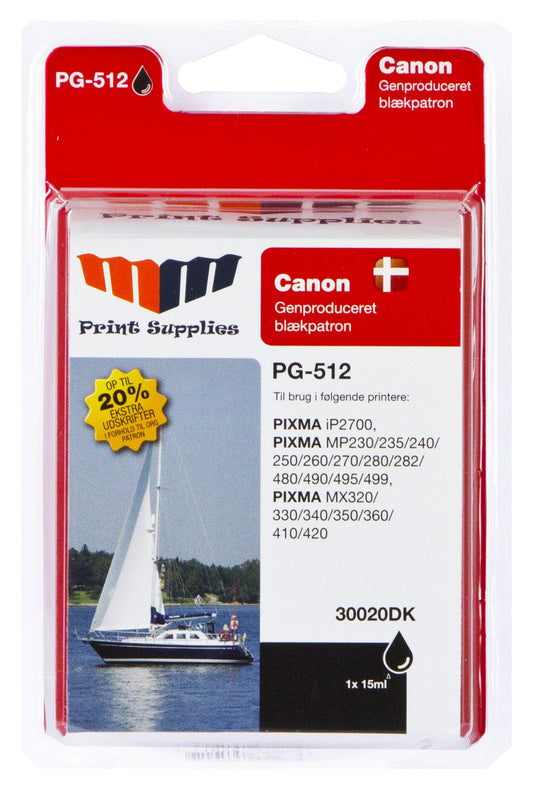 MM Sort blækpatron - Erstatter Canon PG-512 (2969B001) - 20% Ekstra blæk i forhold til original patron