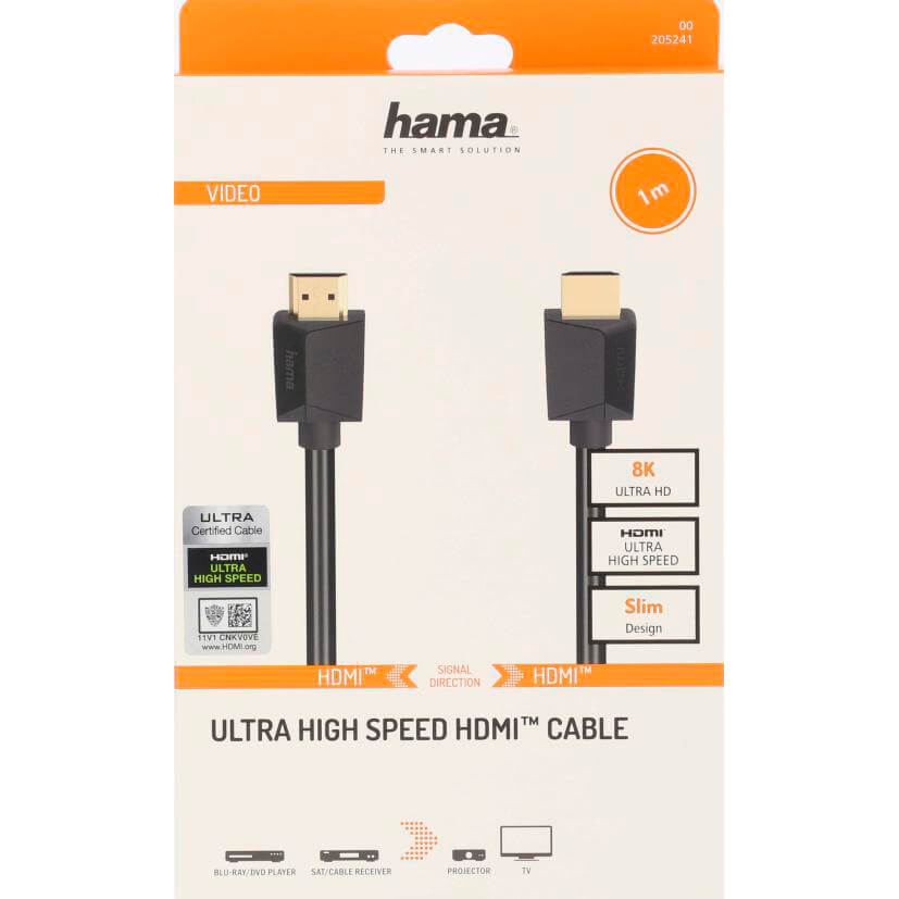 Kabel HDMI High Speed 8K 48Gbit/s Sort 1.0m