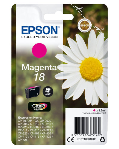 Epson Daisy C13T18034012 blækpatron 1 stk Original Standard udbytte Magenta