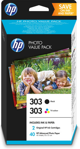 HP 303 Sort og 303 Farve (HP 303 Black/Tri-color Photo Value Pack)