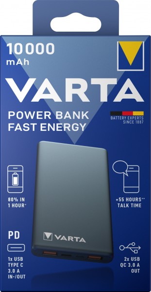 VARTA POWER BANK FAST ENERGY 10.000MAH + MICRO USB KABEL