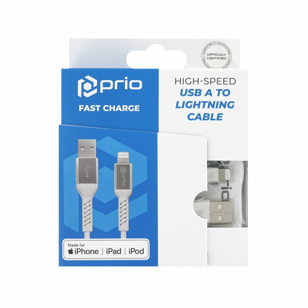 prio Charge & Sync USB A to Lightning Cable MFi certified 2m white