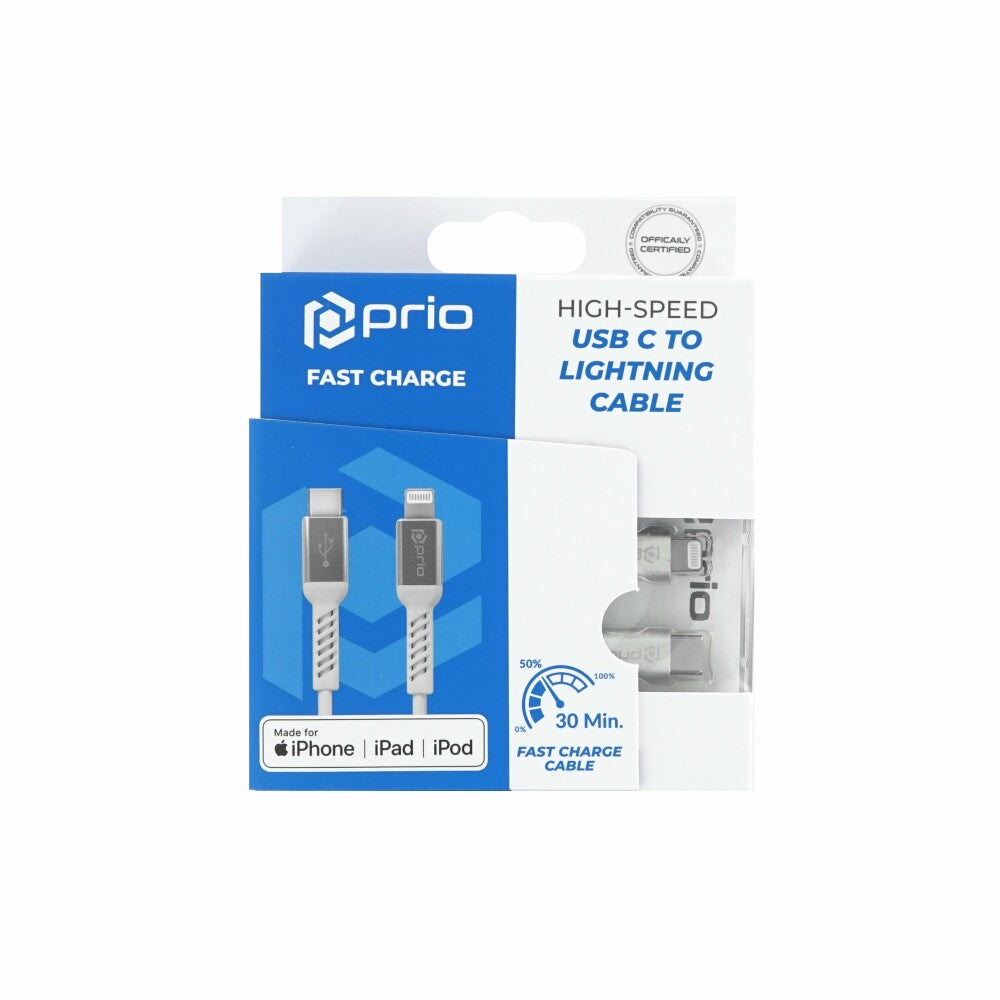 prio Charge & Sync USB C to Lightning Cable MFi certified 2m white