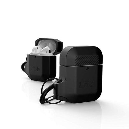 UAG AirPods (1st Gen & 2nd Gen) Rugged Silicone Case with Detachable Carabiner, Black/Black