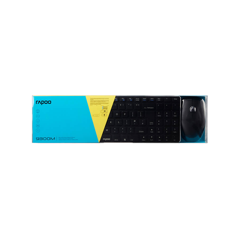 RAPOO Keyboard/Mus Nordisk Layout 9300M Multi-Mode Trådløs Sort