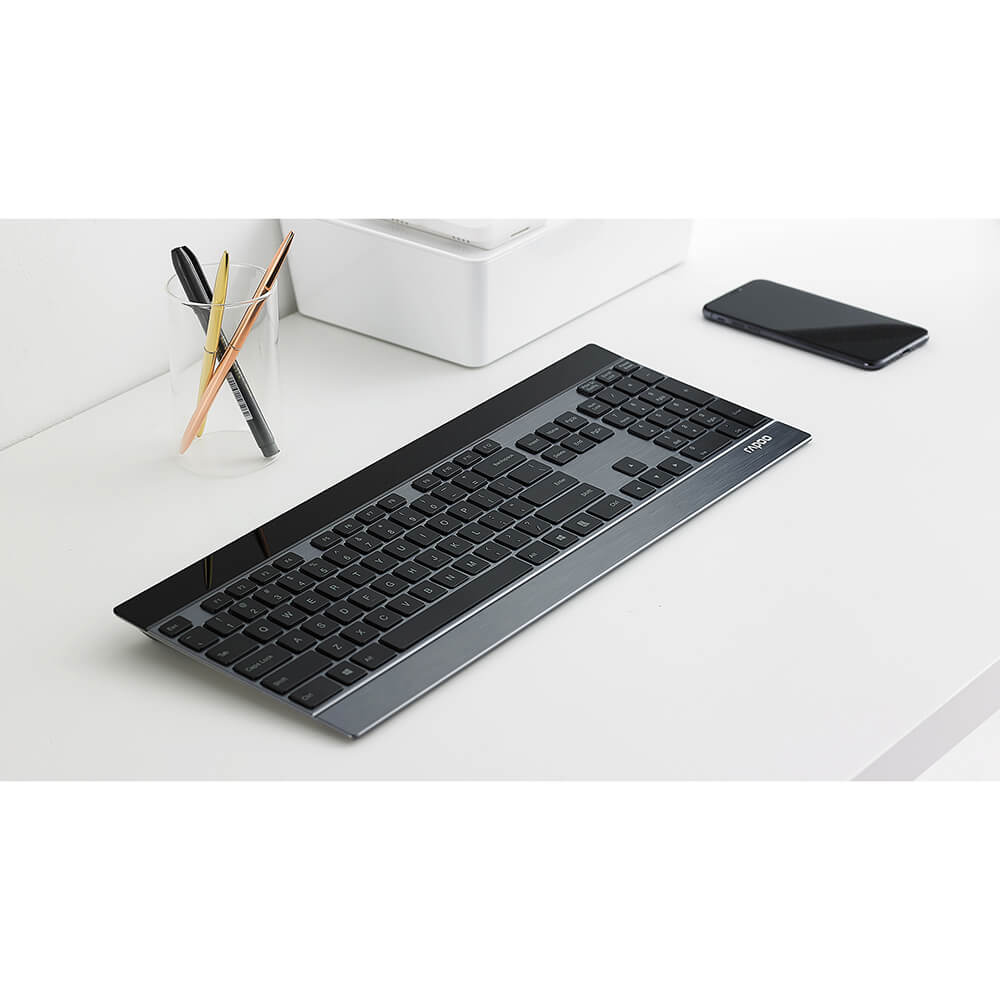 RAPOO Keyboard/Mus Nordisk Layout 9900M Multi-Mode Trådløs Sort