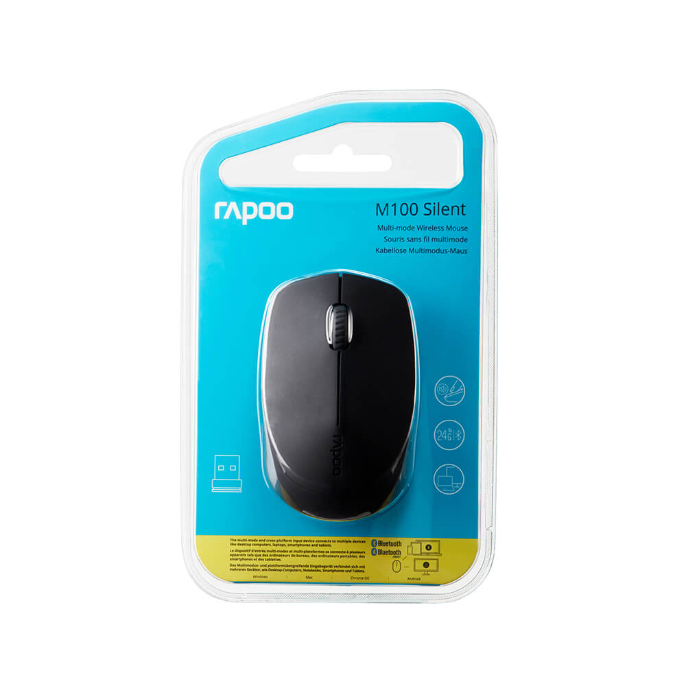RAPOO Mus M100 Multi-Mode Trådløs Optisk Mus, Mørke Grå