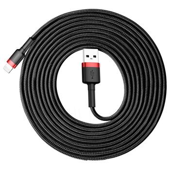 Baseus Cafule Nylon USB - Lightning Kabel 3m - Sort / Rød