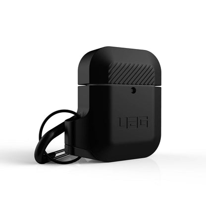 UAG AirPods (1st Gen & 2nd Gen) Rugged Silicone Case with Detachable Carabiner, Black/Black