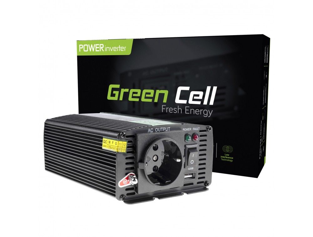 Green Cell Inverter til bil 12V til 230V, 300W / 600W Modificeret sinus