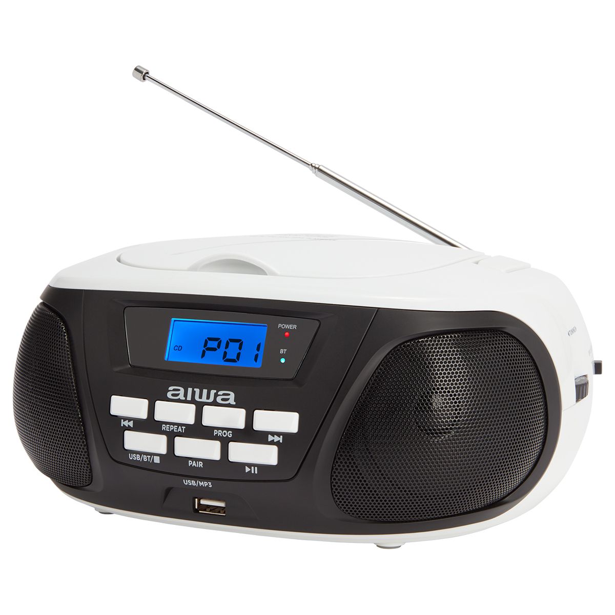 AIWA Mini Boomblaster FM - CD - Bluetooth - USB - Hvid