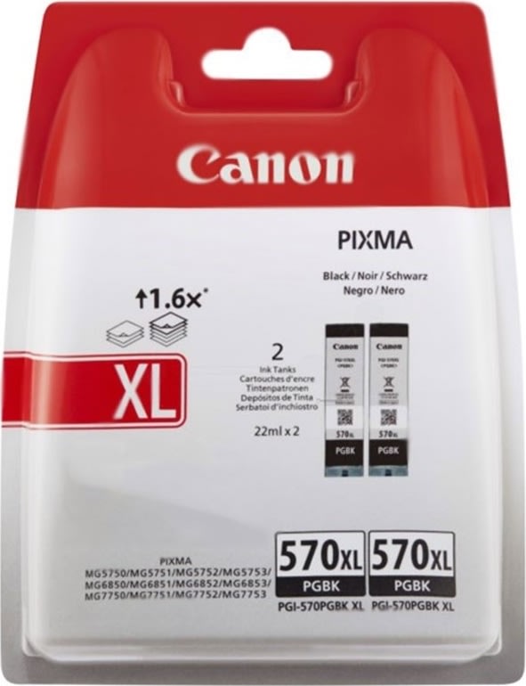 Canon PGI-570 XL Twin Black - Ink Cartridge - Blækpatron Sort