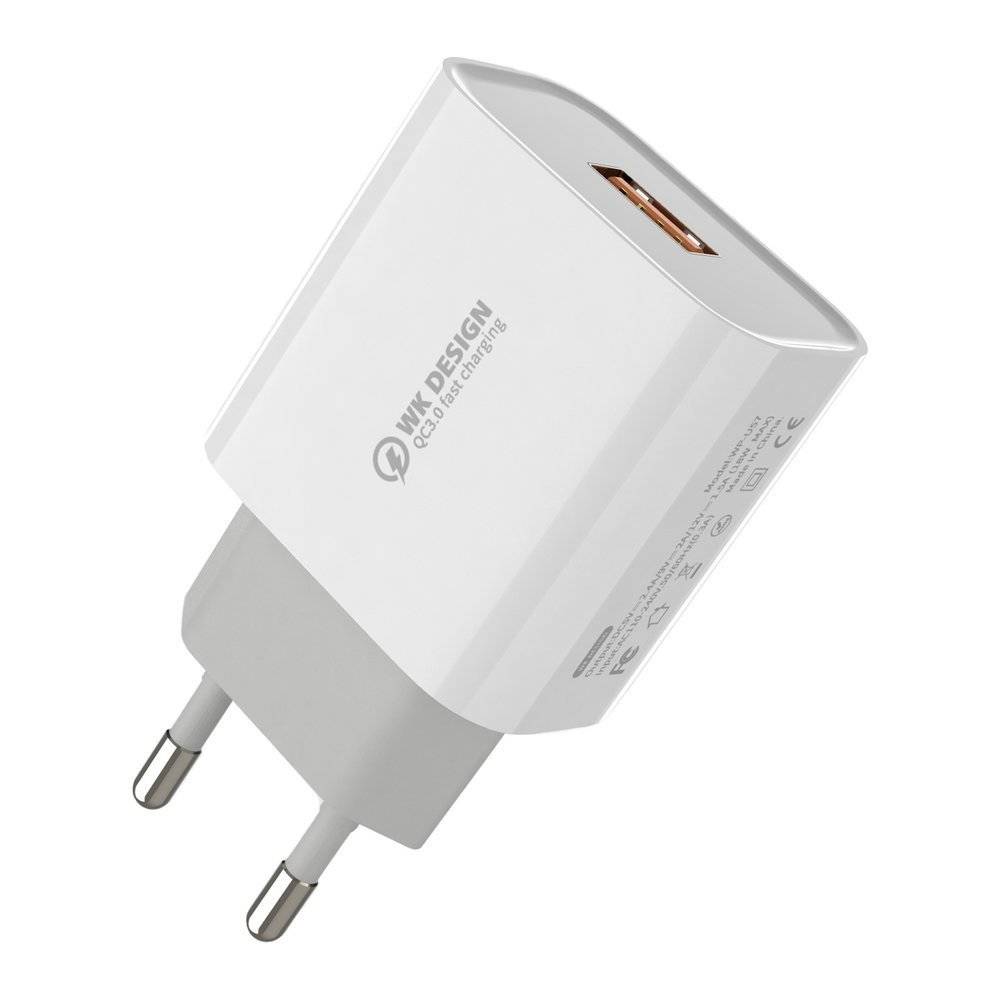 WK Design Quick Charge 3.0 wall charger travel adapter USB 18 W 2,4 A white (WP-U57 white)