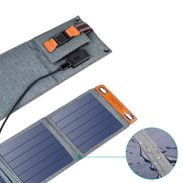 Choetech rejse solcelleoplader med USB 14W foldbar grå (SC004)